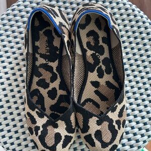 Rothy's Black and Tan Leopard Flats